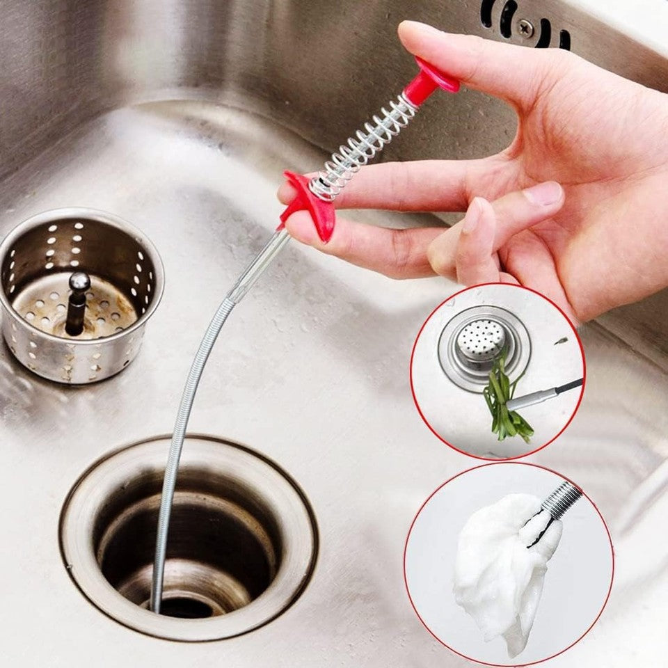 new Flexible Claw Grabber Pickup Tool with 4 Claws, Drain Snake Hair Silver, red 07FC0E-D4 - KOEEK