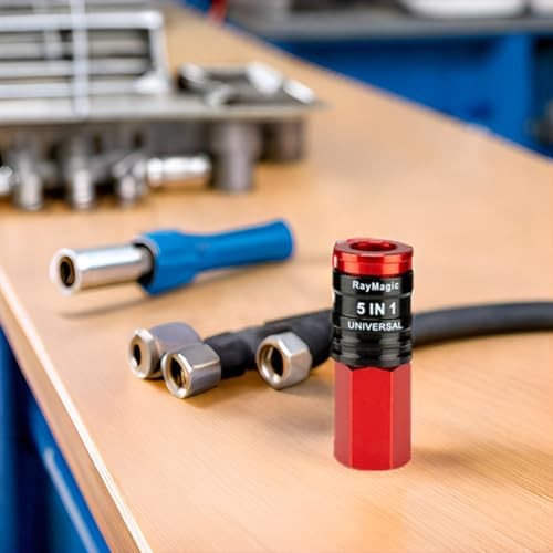 new 5 In 1 Universal Quick Industrial Connect Coupler, Female NPT, Red&Black 07FC0E-D4 - KOEEK