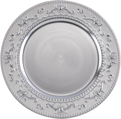 new 13-Inch Charger Plates, 6Pcs Dinner Plate Chargers Round 6Pcs, Floral-Silver 07FC0E-D4 - KOEEK