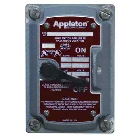 ny Appleton Electric Edsf12 Switch Cover, 1-polet eller 2-polet, 1 Gang, A