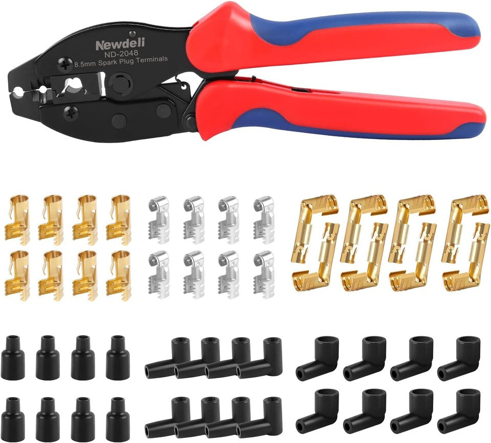 new Ratchet Spark Plug Wire Crimper Set, deli 25Pcs Red, Blue, Black 07FC0E-D4 - KOEEK