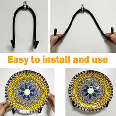 new 2 Pack Adjustable Plate Hangers,Wall Mount Display Stands Black 07FC0E-D4 - KOEEK