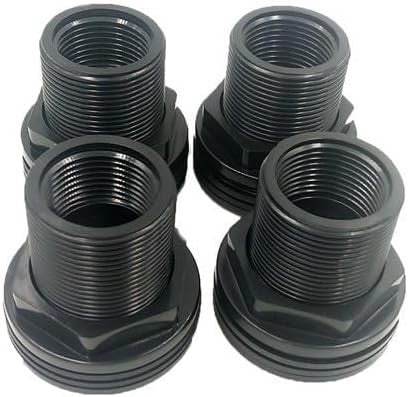 new 1" Bulkhead ABS Threaded x NPT Standard 2-Pair (4-Pack) NBR Black 07FC0E-D4 - KOEEK