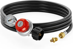 new 15FT High Pressure Propane Regulator Hose with Gauge, 0~30PSI 15 Feet, Rubber 07FC0E-D4 - KOEEK