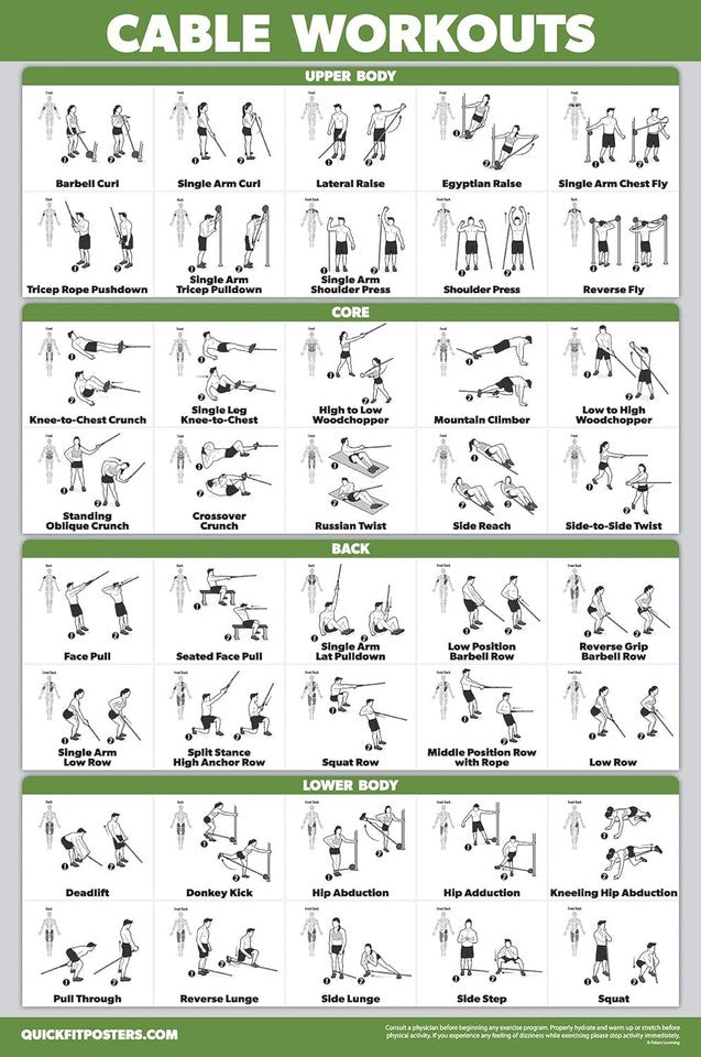 new 2 Pack: Dumbbell Workout Poster + Cable 18" x 24", LAMINATED