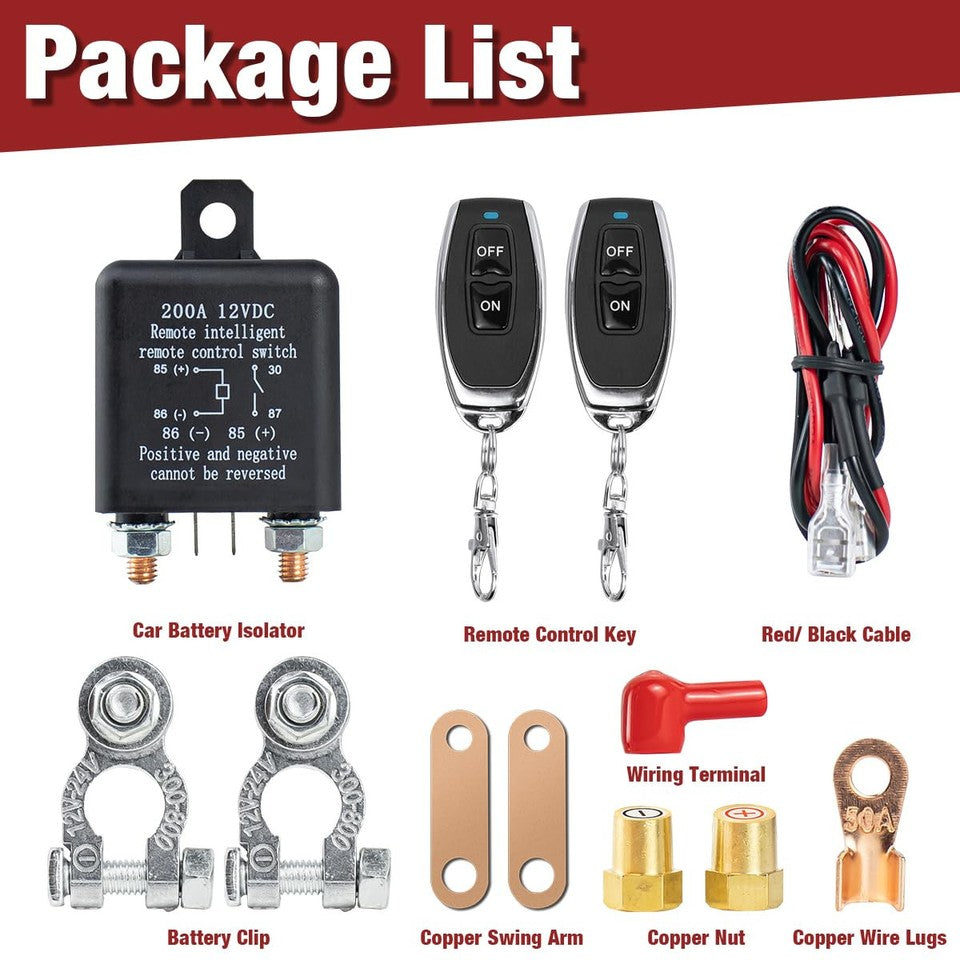 new Remote Battery Disconnect Switch Kit DC 12V 200A for Cars Auto RV Truck...