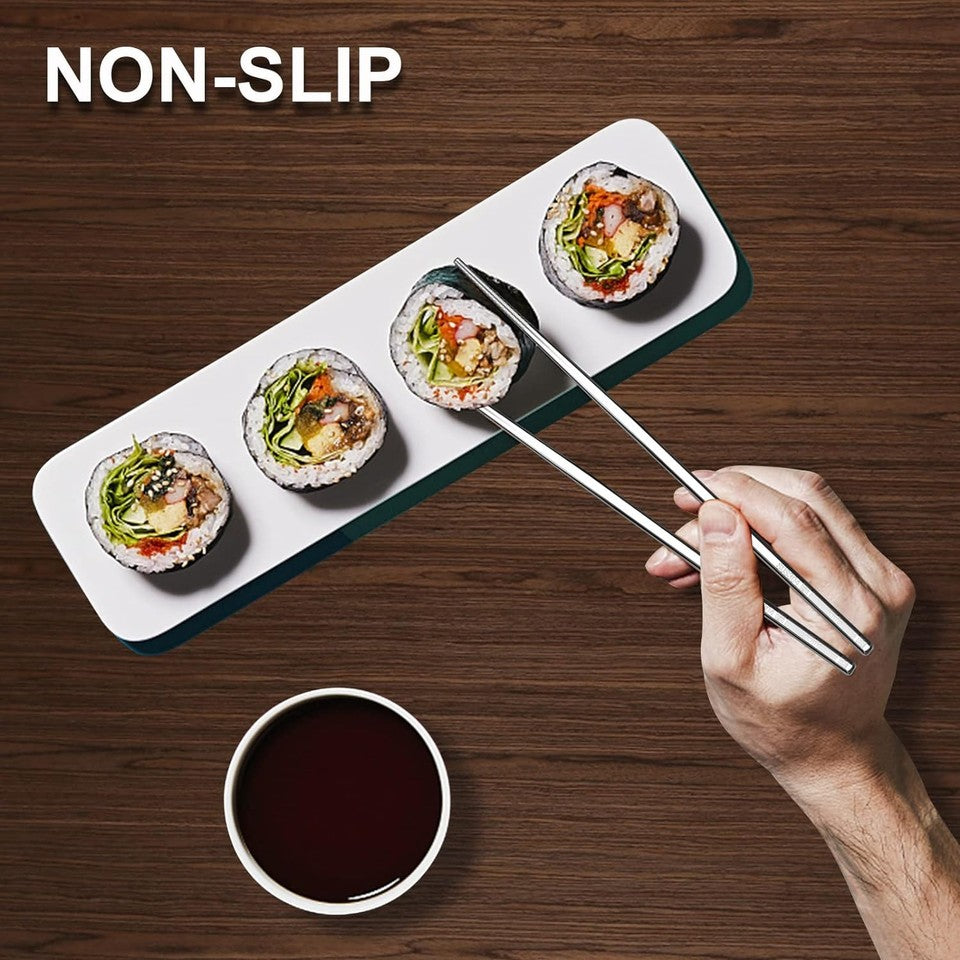 new 5 Pairs Premium Stainless Steel Metal Chopsticks, Reusable Silver 07FC0E-D4 - KOEEK