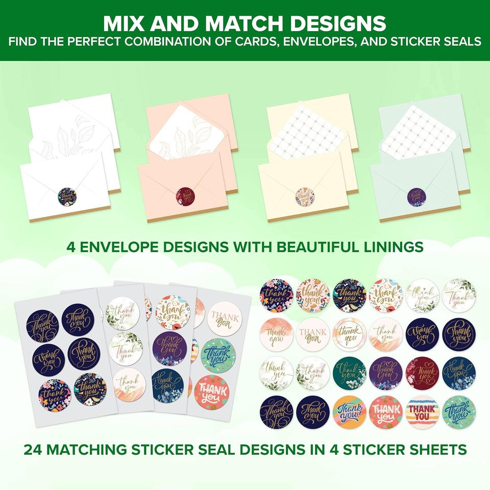 new Decorably 24 Pack Glittery 6x4in Assorted Thank You Cards with Glitter DECORABLY - KOEEK