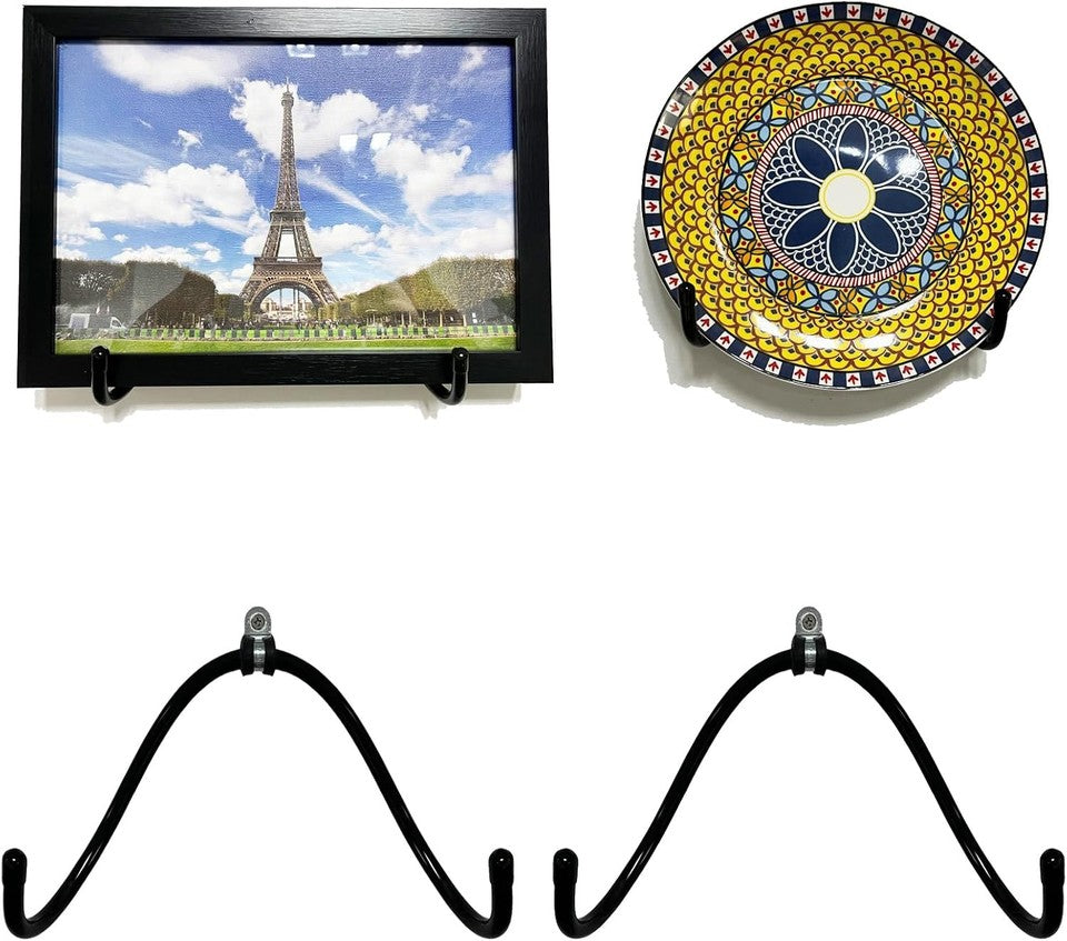 new 2 Pack Adjustable Plate Hangers,Wall Mount Display Stands Black 07FC0E-D4 - KOEEK