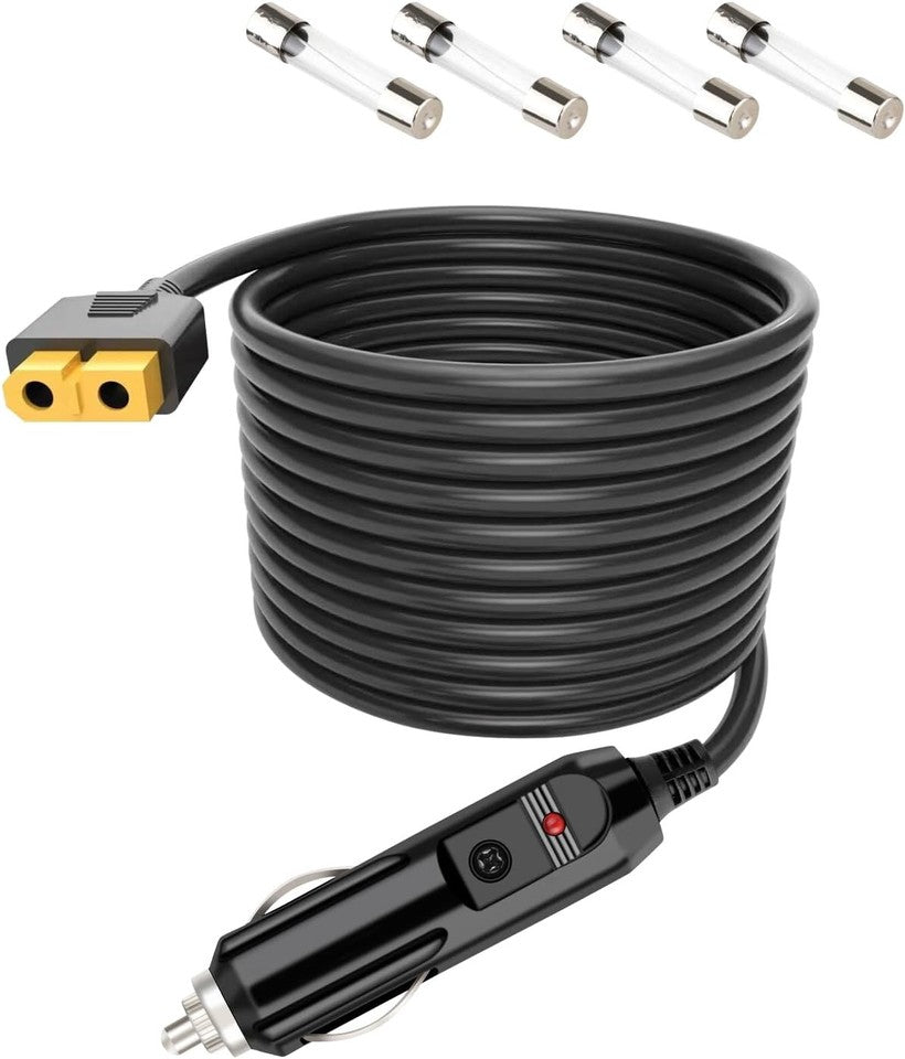 new Car Charger XT60 Extended Power Cord 12V/24V Compatible with Anker Black 07FC0E-D4 - KOEEK