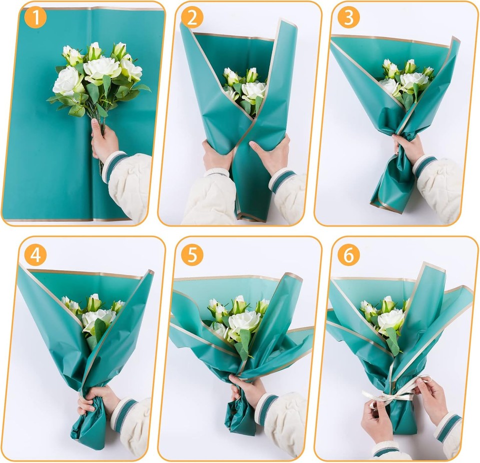 new FUSHENMU 20 Sheets Flower Wrapping Paper Bouquet Mixed Color