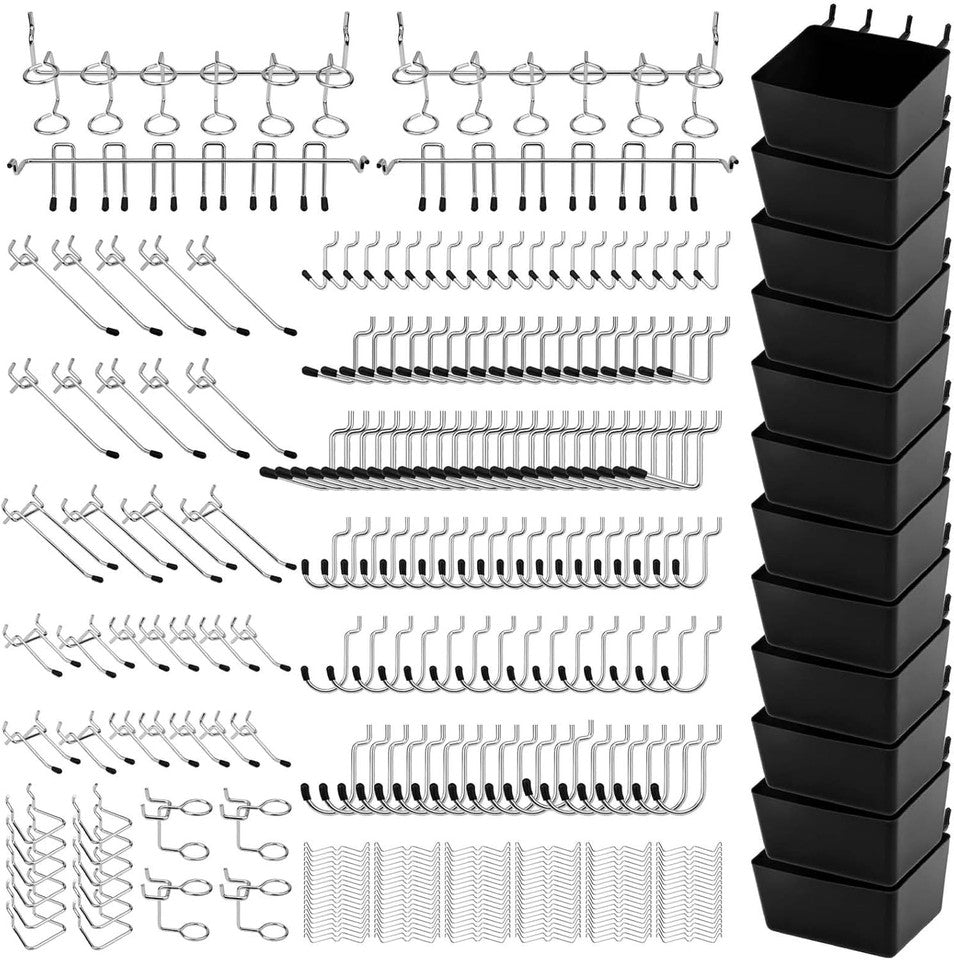 new Pegboard Organizer Peg Board Hooks: 300-Piece Hooks for Black 07FC0E-D4 - KOEEK