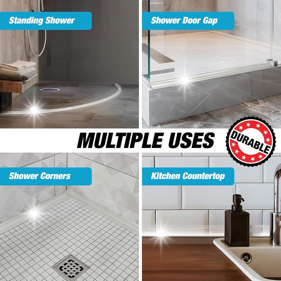 new Shower Threshold Water Dam Barrier 67" - Transparent Collapsible