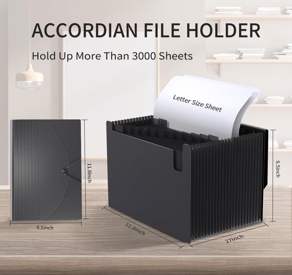 new 24 Pockets Expanding File Folder,Accordion Organizer,Document Black 07FC0E-D4 - KOEEK