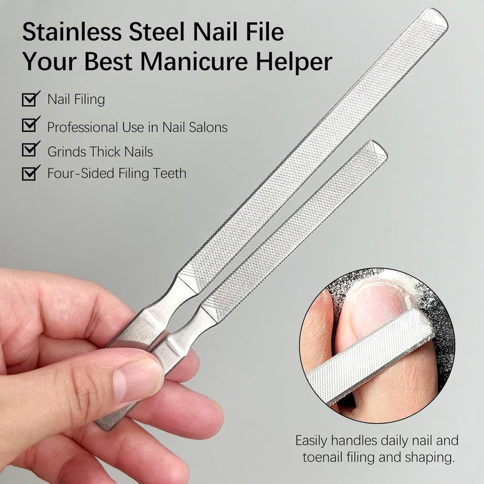 new 2-Pack Stainless Steel Toe Nail Files, 4-Sided Design for Thick Nails, Ideal... 07FC0E-D4 - KOEEK