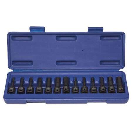 new Westward 4Prg1 13-Piece Impact Bit Socket Set, In Drive, Sae/Metric, Hex koeek - KOEEK