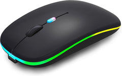 new Wireless Bluetooth Mouse Rechargeable LED Silent Slim Laptop Black 07FC0E-D4 - KOEEK