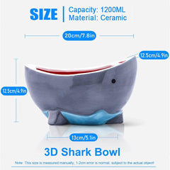 new 40 oz Shark Attack Bowl Cute Candy Popcorn Serving 1200mL, Blue Grey 07FC0E-D4 - KOEEK