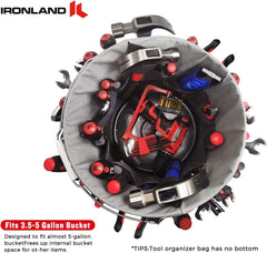 new IRONLAND Bucket Tool Organizer Fit 3.5-5 Gallon Bucket, 51 Medium, Red IRONLAND - KOEEK
