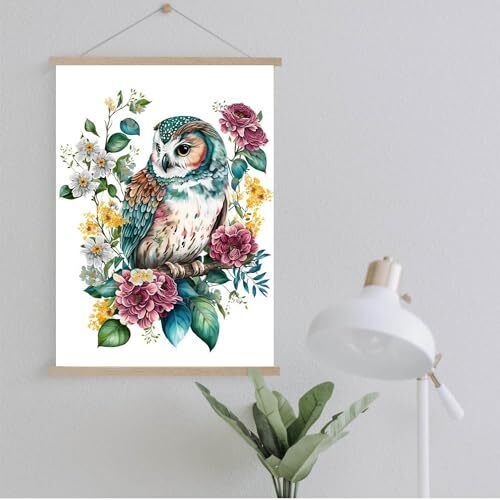 nye Owl Diaond Art Malesæt til voksne, Owl Flower Full Drill Diaond Dots m