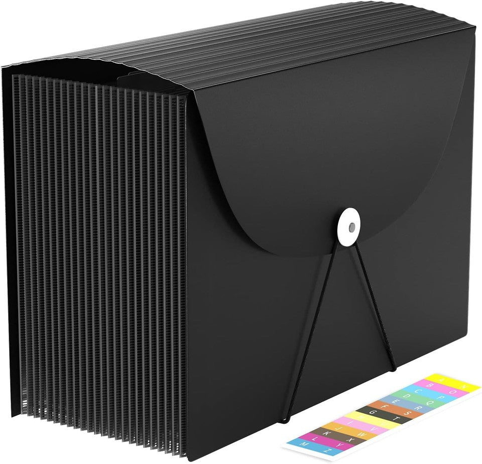 new 24 Pockets Expanding File Folder,Accordion Organizer,Document Black