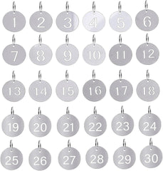 new 1-30 Key Tags with Labels Stainless Steel Numbered 0.9*0.27 inches, Silver 07FC0E-D4 - KOEEK