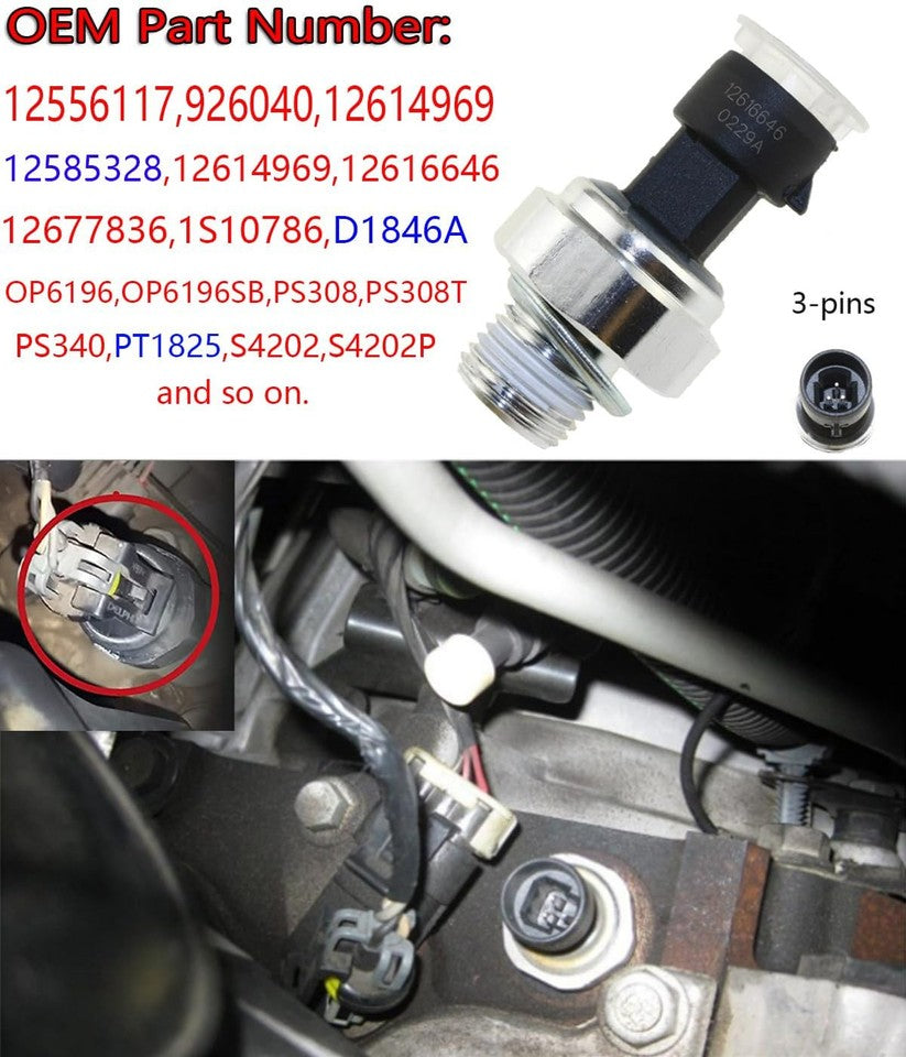 new 12677836 Oil Pressure Sensor for Chevy Chevrolet Silverado 1500 2500... 07FC0E-D4 - KOEEK