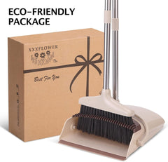 new Broom and Dustpan Set with Long Handle, Light Weight Stainless Steel Beige 07FC0E-D4 - KOEEK