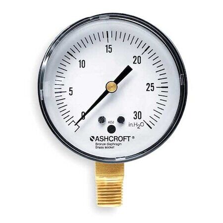 new Ashcroft 25 1490A 02L 30" H20 Pressure Gauge, 0 To 30 In Wc, In Mnpt, koeek - KOEEK