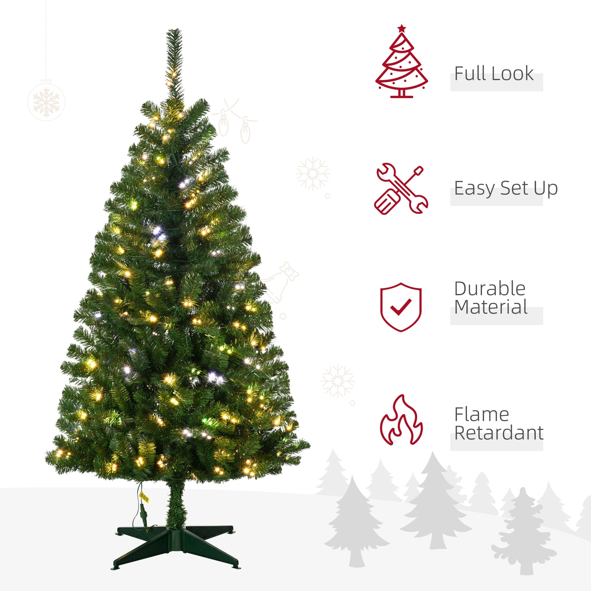 HOMCOM Artificial Christmas Tree with Warm White or Colorful LED Lights HOMCOM - KOEEK